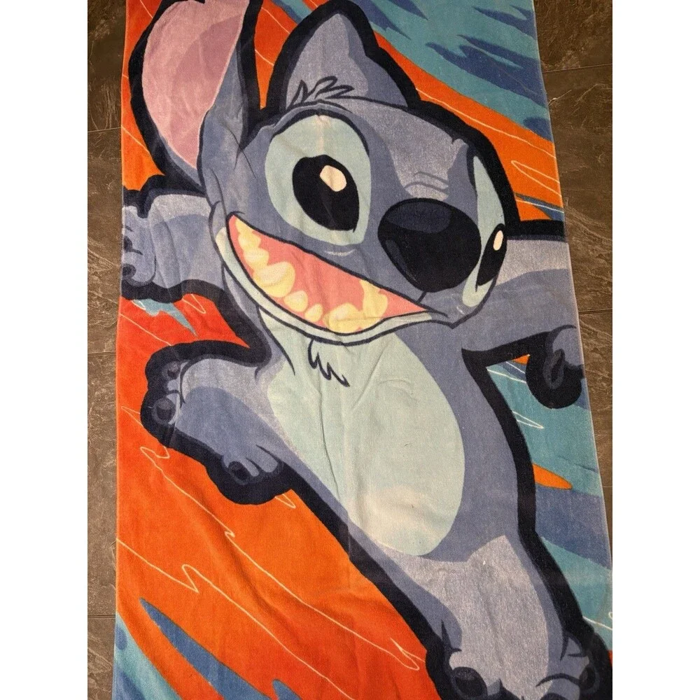 Disney Store Vintage Surfing Stitch Beach Towel 30 x 60 Bright Rare